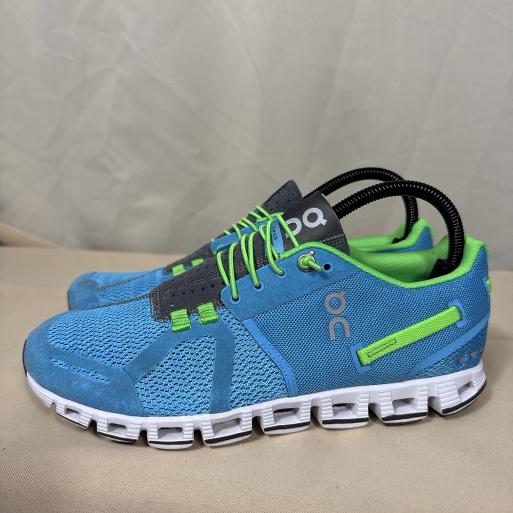 On Cloud Running Shoes Mens 7 Blue Green CloudTec Swiss Athleisure Sneakers